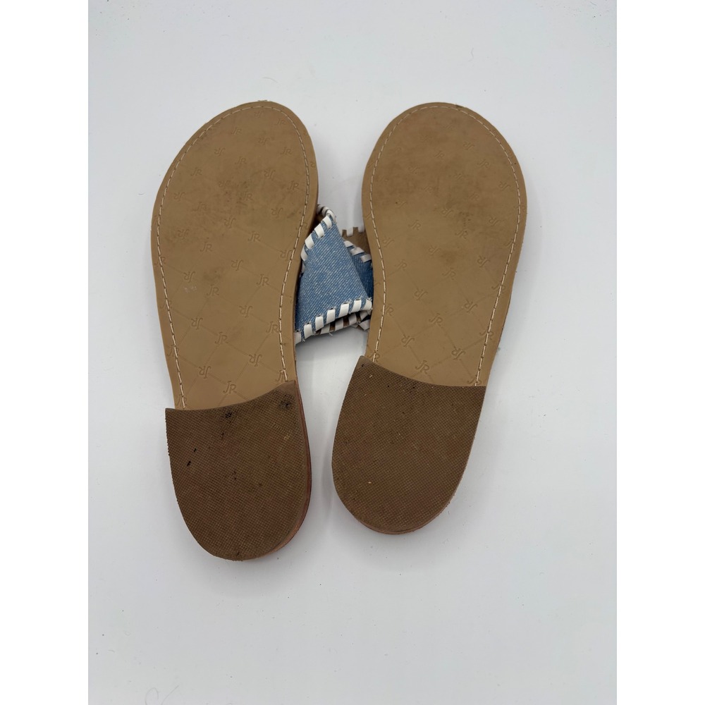 Jack Rogers Sailboat Embroidered Denim Navajo Sandals Blue White Womens 10M - Picture 7 of 8